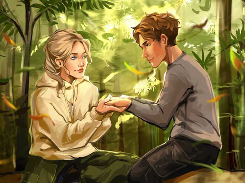 Nahaufnahme der Charakterillustration zu „One Side of the Light“ mit Taylor und Jonathan