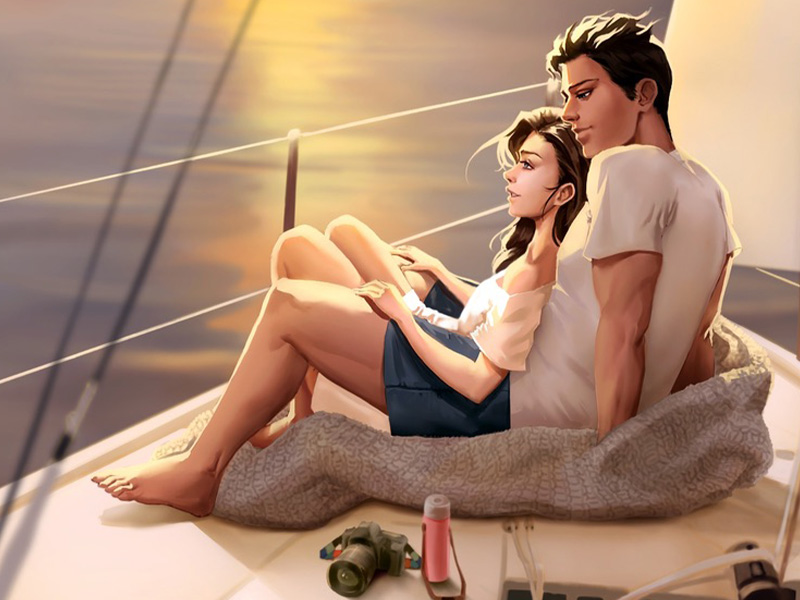 Nahaufnahme der Charakterillustration zu „Kein Horizont zu weit“ mit Leni und Rafe auf einem Boot