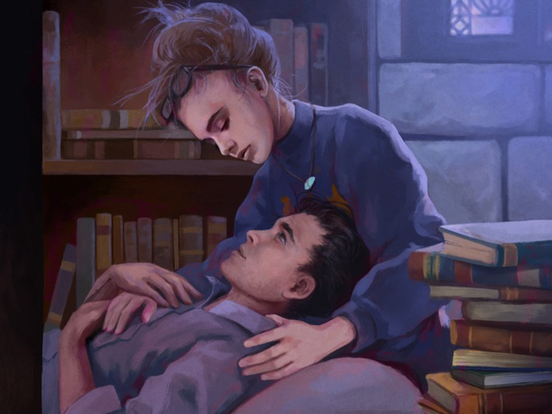 Nahaufnahme der Charakterillustration zu „What we fear“ mit Harlow und Zack