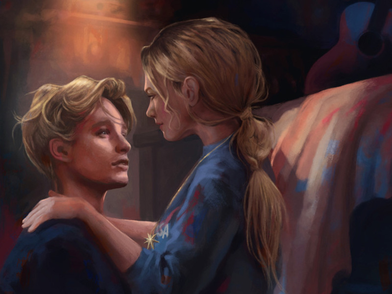 Nahaufnahme der Charakterillustration zu „What we lost“ mit Brynn und Kace