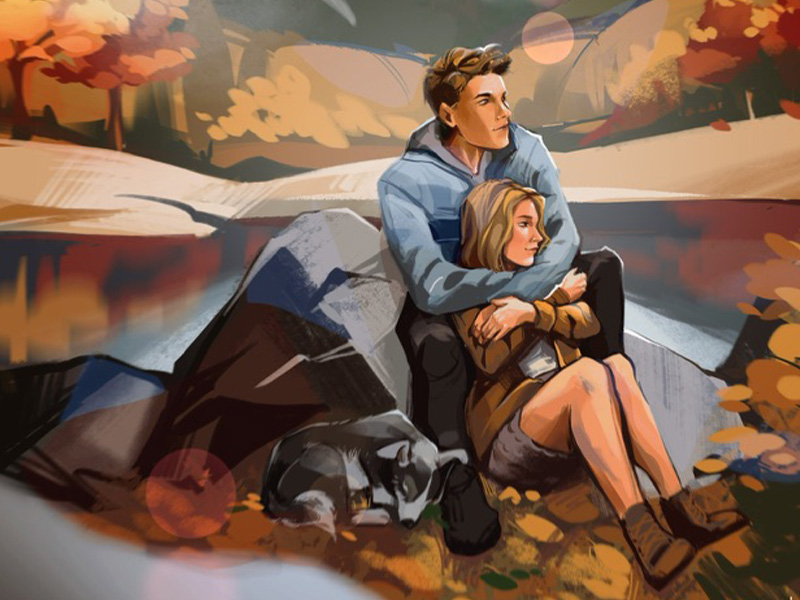 Nahaufnahme der Charakterillustration zu „Meet me in Maple Creek“ mit Mira und Joshka