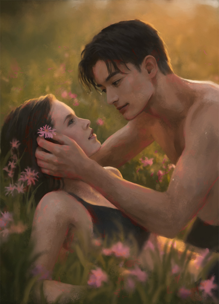 Charakterillustration zu „Waiting for Eloise“: Eloise und Dante einander ganz nah